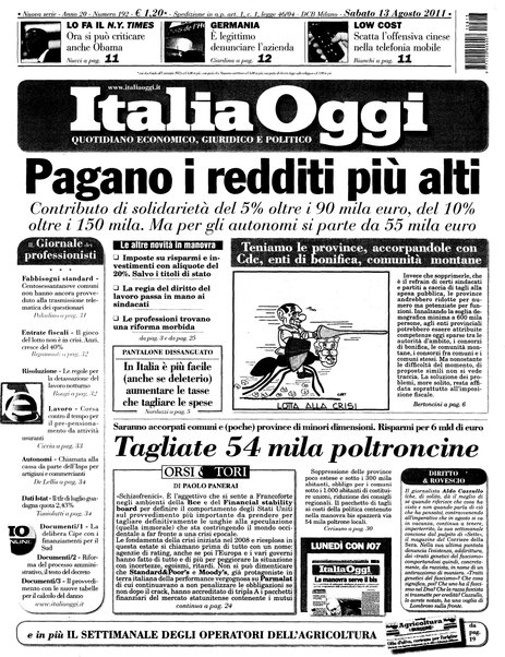 Italia oggi : quotidiano di economia finanza e politica
